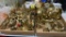 2 boxes of brass candleholders & Knick knacks