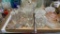 2 boxes of glass candy dishes & vases