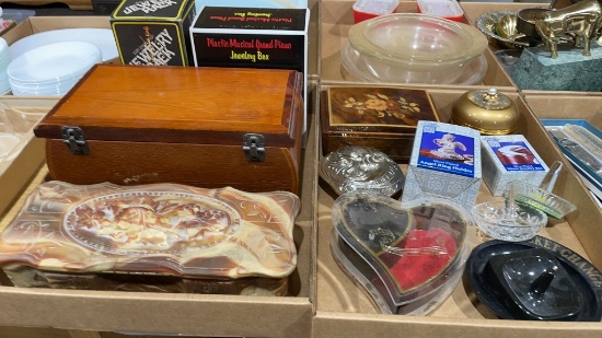 2 boxes of jewelry boxes & holders