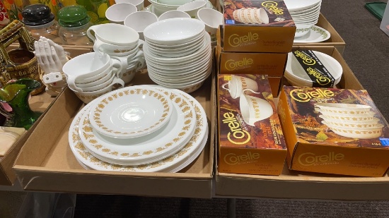 2 boxes of Butterfly Gold Corelle dishes