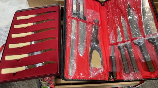 New Black Angus kitchen knives & white steak