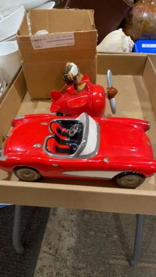 Red Plymouth & airplane music boxes