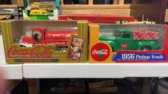 2 New Coca-Cola die cast metal banks