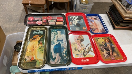 Lot of metal Coca-Cola trays