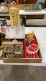 Box of Coca-Cola birdhouses,wind chime &
