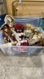 Tub of porcelain dolls