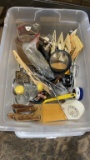 Tub of kitchen utensils & other kitchen items