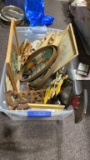 Tub of misc wall hangings
