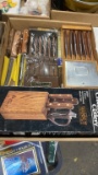 Box of new wood handle kitchen & steak knives