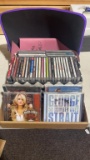Box of CD’s, wine holder & laptop case