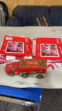 2 sets of Coca-Cola sheets & tin