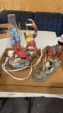 Cardinal lamp & kneeling cowboy figurine
