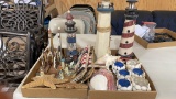 2 boxes of lighthouses & sea shell decor
