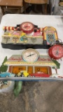 2 decorative Coca-Cola wall clocks & alarm clock