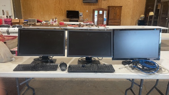 3 monitors w/keyboards & cables