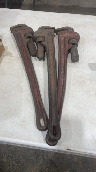 Lot of 3 RIDGID 24” pipe wrenches