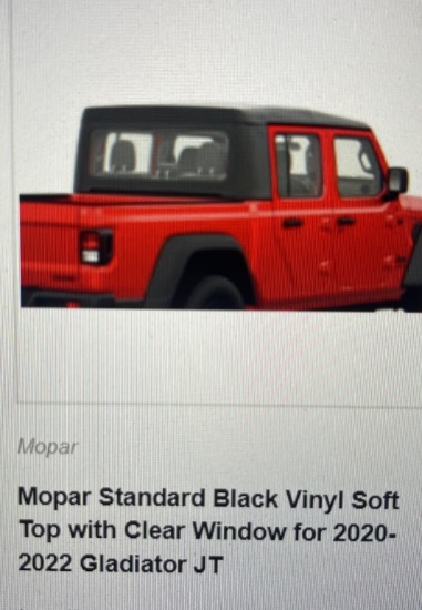 NEW Mopar standard black vinyl soft top w/clear