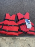 2 new red adult life jackets