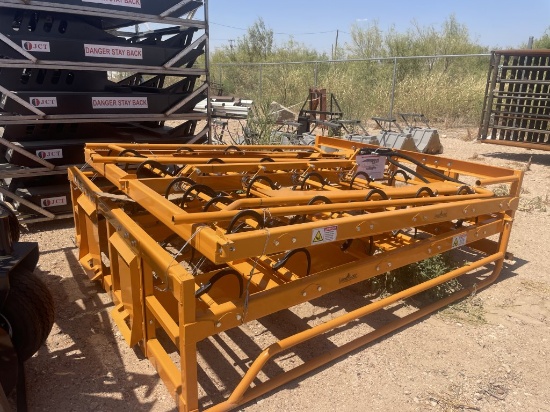 Hay bale accumulator for skid steer