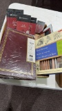 Box of frames, photo album & pencil drawing kit