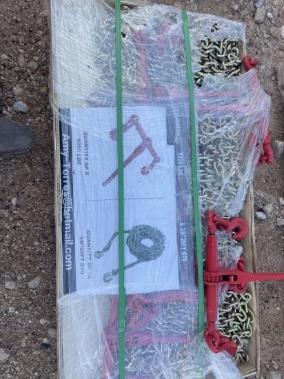 Unused lot of 5 Ratchet binder & 10-3/8 20' chain