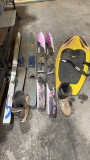 Water skis, knee board, snow skis & boots