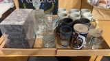 2 boxes of Man Cave bar glasses & clock