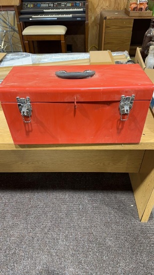 Red metal toolbox