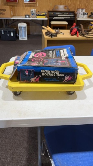 Scooter board & magnetic rocket toss