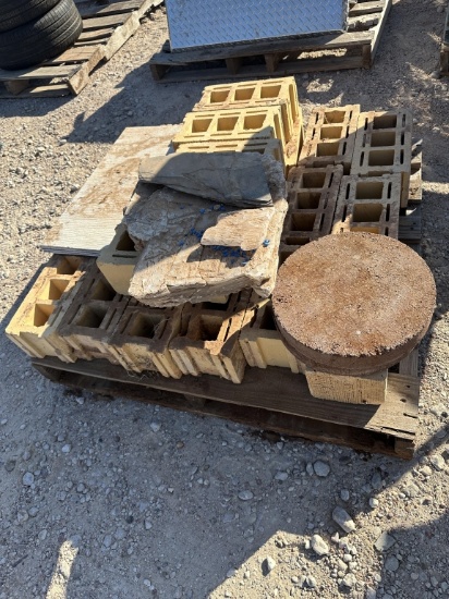 Pallet of used fire bricks, step stones & cement