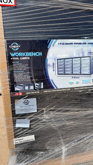 7' Stainless workbench 20 drawers