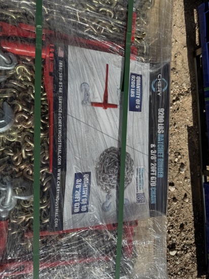 Lot of 10 3/8x20' chains and 5 boomers