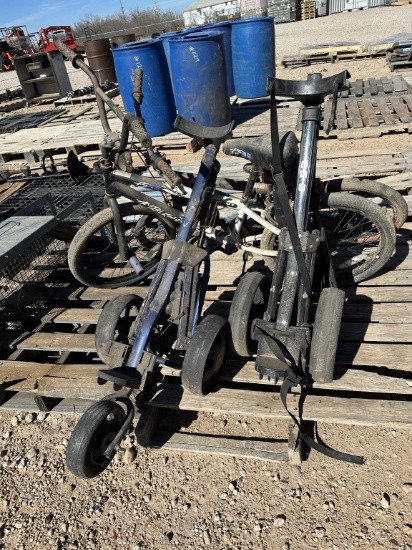Lot of 2 kids bikes & 2 golf club push carts