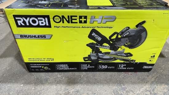 RYOBI 18V 10" sliding compound miter saw lit