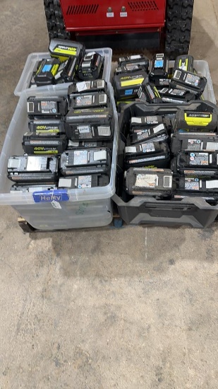 Large lot of RYOBI 40V batteries