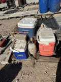 Pallet of misc coolers & sprayers