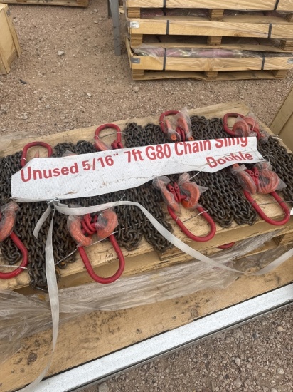 Lot of 8 7' Double leg lifting chain sling