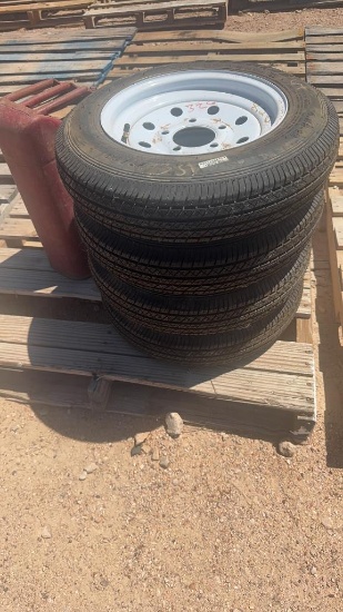 Set of 4 4.80-12 trailer tires and wheels