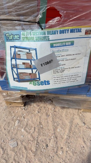 40' 6 section Heavy duty metal storage shelving