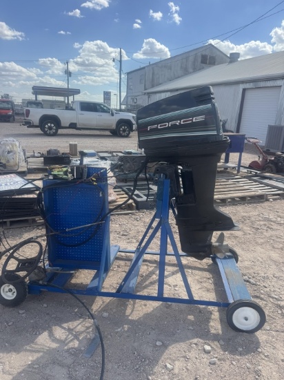 1992 Force 70hp boat motor on test stand