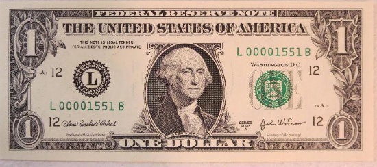 2003 A $1 Federal Reserve Note