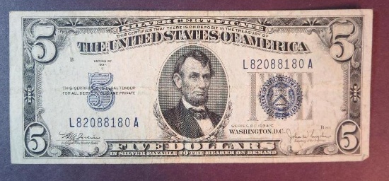 1934 C $5 Silver Certificate