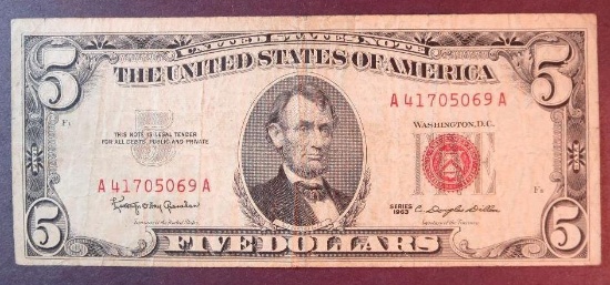 1963 $5 US Note