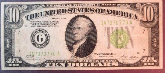 1928 B $10 Federal Reserve Note
