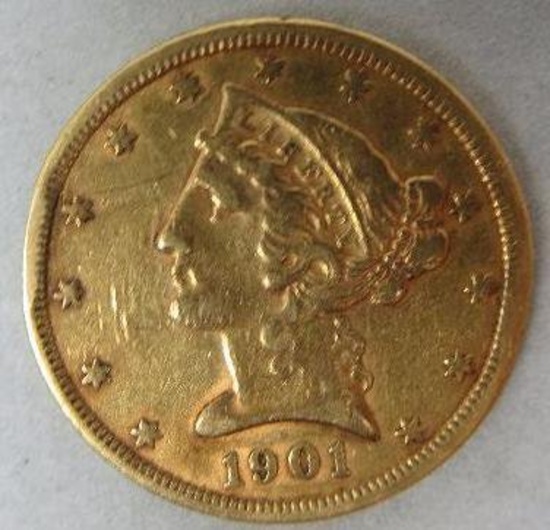 1901 S $5 Gold Liberty Head
