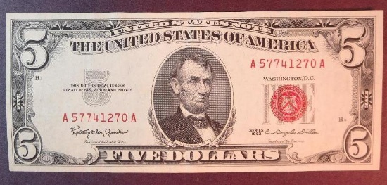 1963 $5 US Note