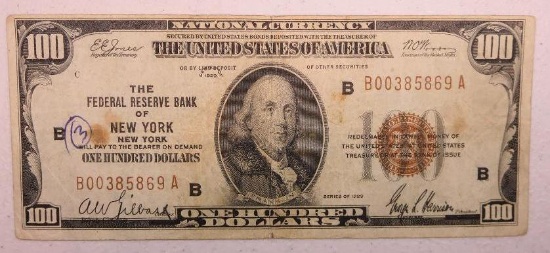 1929 $100 National Currency