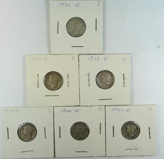 1936-1941-D Mercury Dimes