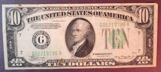 1934 A $10 Federal Reserve Note