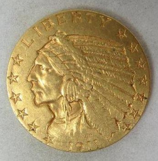 1911 $5 Gold Indian